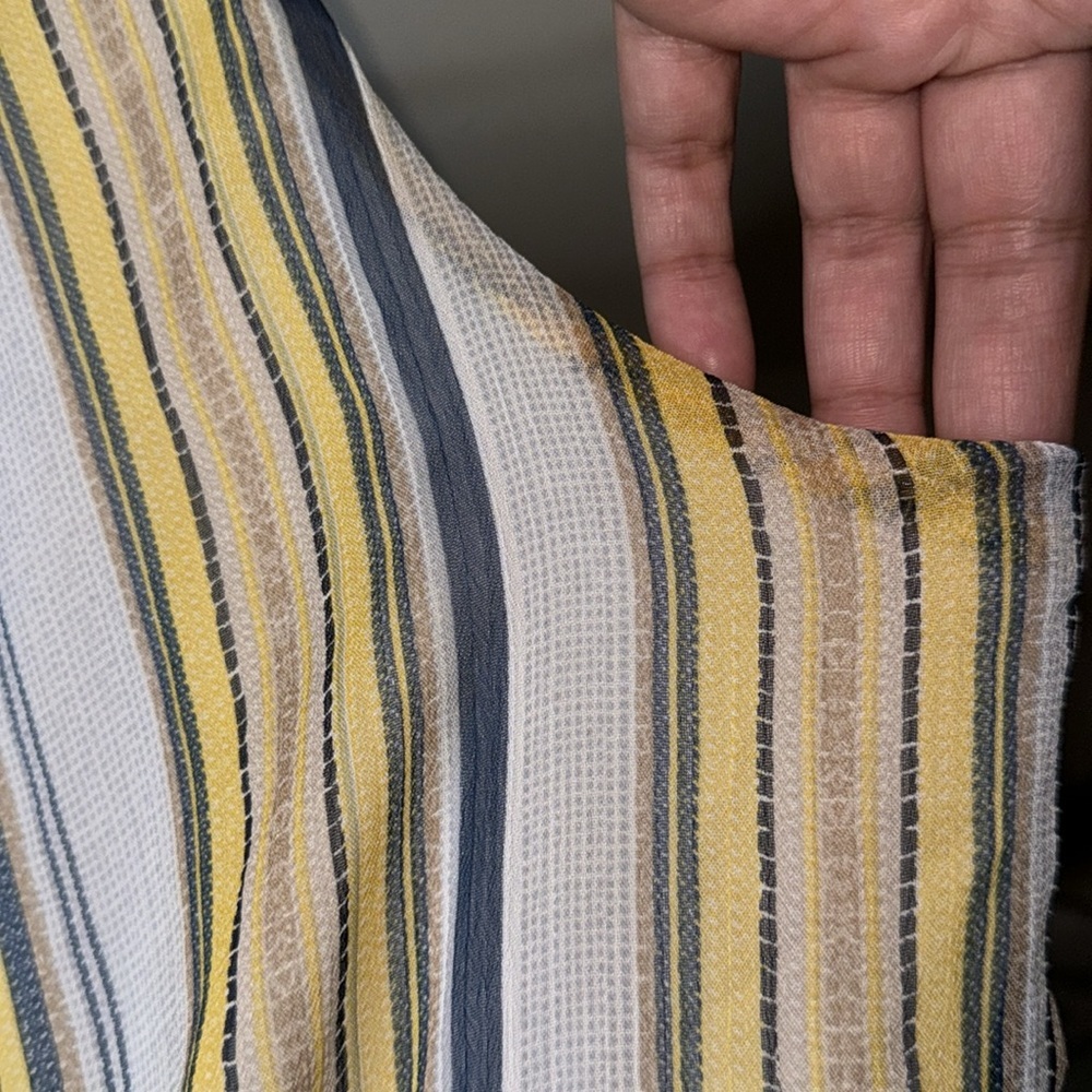TACERA- Yellow and blue stripe Jumpsuit Size Large (Petite) - Picture 9 of 13